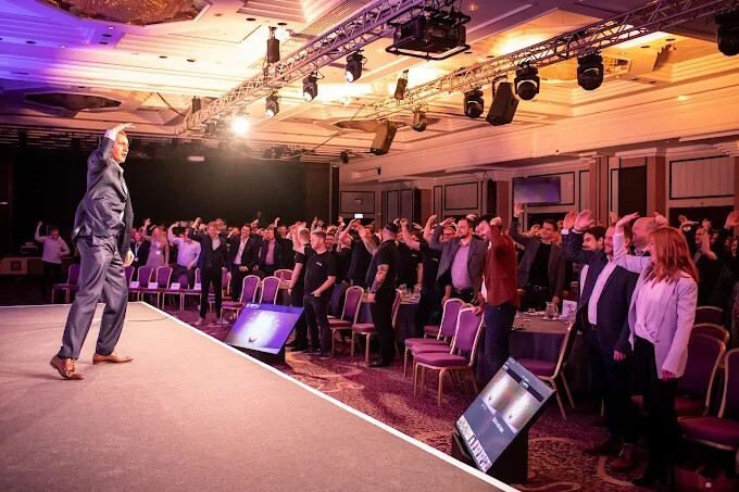 Audience interaction during a presentation.