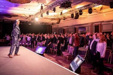 Audience interaction during a presentation.